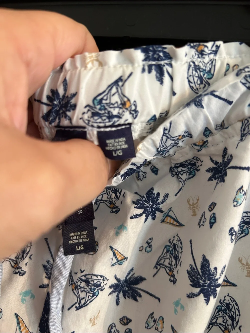Tommy Hilfiger Navy Top and White Floral Pajama Pants Set